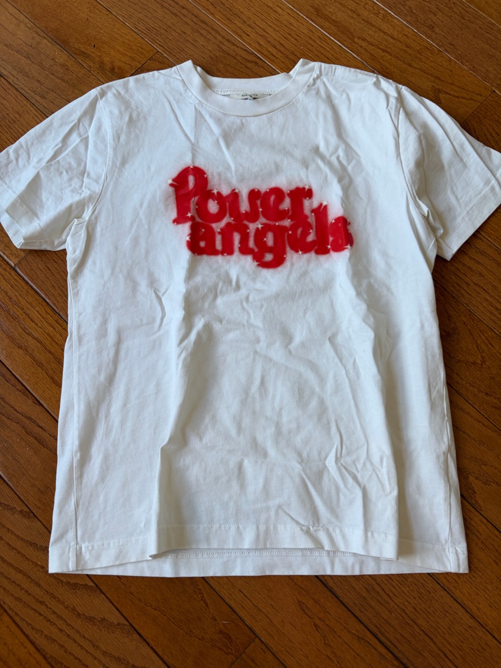 Ganni White Power Angels Spray Paint T-Shirt